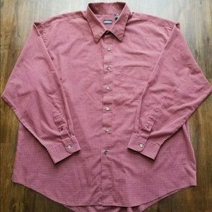 VAN HEUSEN  - Long Sleeve Shirt - Men's Size XXL 18-18.5 Red/White Checkered